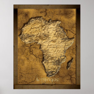 Poster d'art de la carte Earth 2D Africa