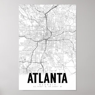 Poster d'art de la carte minimaliste Atlanta Georg