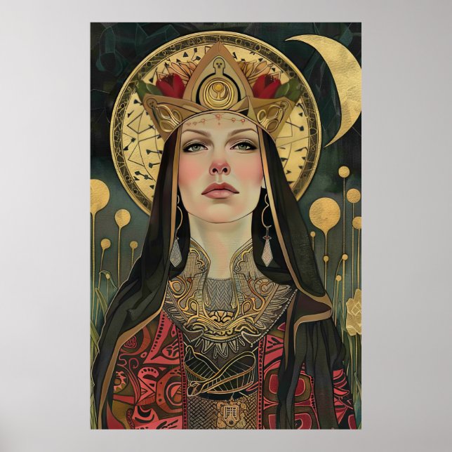 Poster d'art de la carte Tarot de haute prêtresse (Devant)