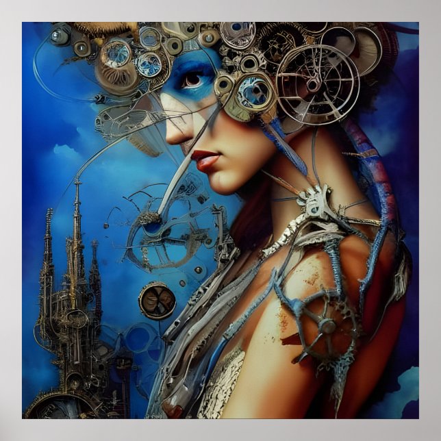 Poster d'art de la déesse Steampunk (Devant)
