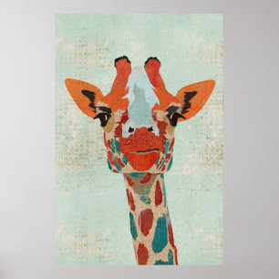 Poster d'art de la Giraffe Amber Peeking