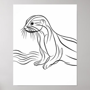 Poster d'art de la ligne Otter de la rivière Irish