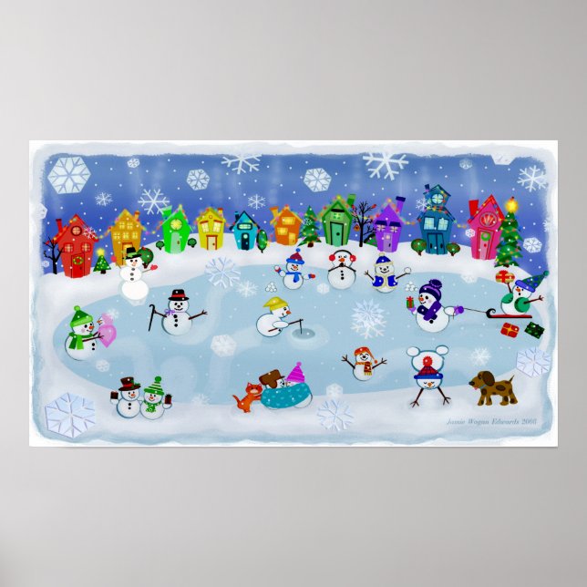 Poster d'art de la nuit de neige de Noël Imprimer (Devant)