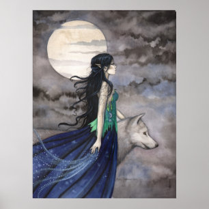 Poster d'art de la nuit du loup Imaginaire