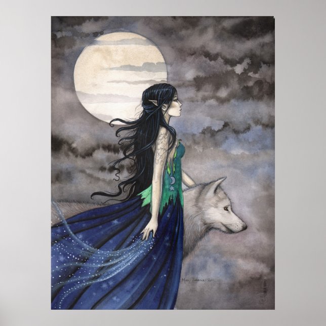Poster d'art de la nuit du loup Imaginaire (Devant)