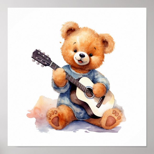 Poster d'art de la pépinière Guitare Teddy Bear Ga (Devant)