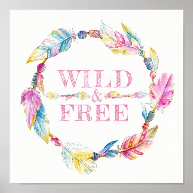 Poster d'art de la perle de plumes sauvage et libr (Devant)
