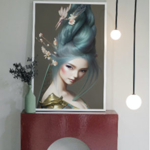 Poster d'art de la princesse Imaginaire aux cheveu