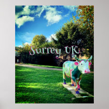 Poster d'art de la vache Surrey UK