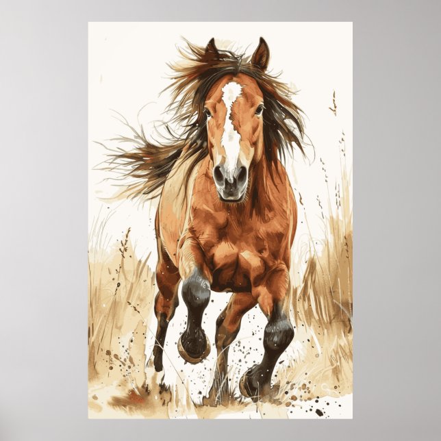 Poster d'art de l'aquarelle de Cheval Lover (Devant)