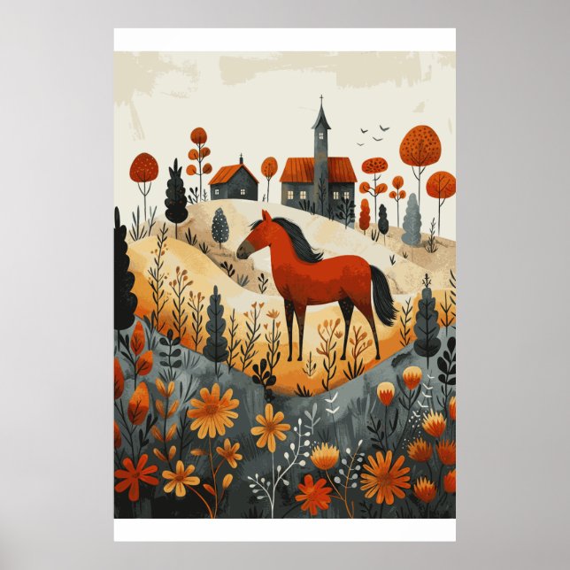 Poster d'art de l'aquarelle de Cheval Lover (Devant)