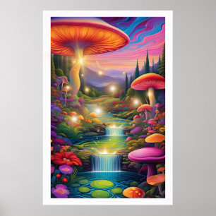 Poster d'art de l'Imaginaire des champignons géant