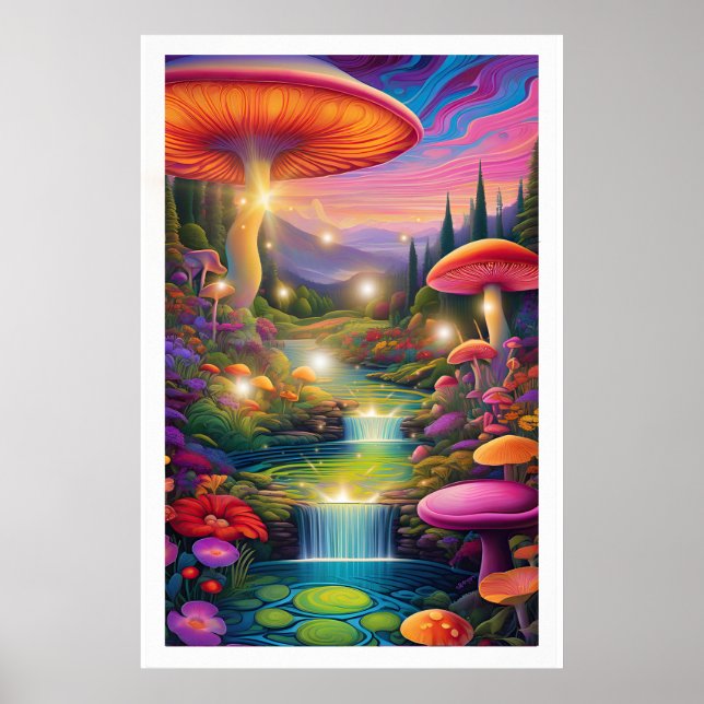 Poster d'art de l'Imaginaire des champignons géant (Devant)