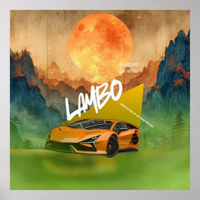 Poster d'art de mur de voiture de sport dynamique (Devant)