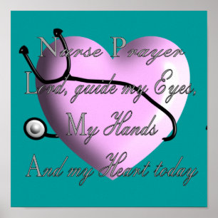 Poster d'art de prière infirmière - Coeur rose emb