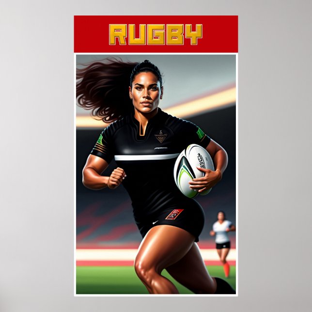 Poster d'art de rugby féminin (Devant)