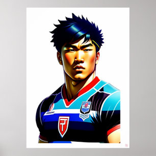 Poster d'art de rugby japonais