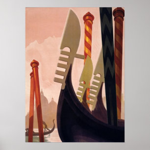Poster d'art de Venezia Gondolas vintage