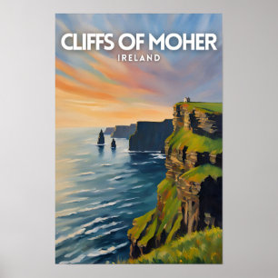 Poster d'art de voyage des falaises de Moher