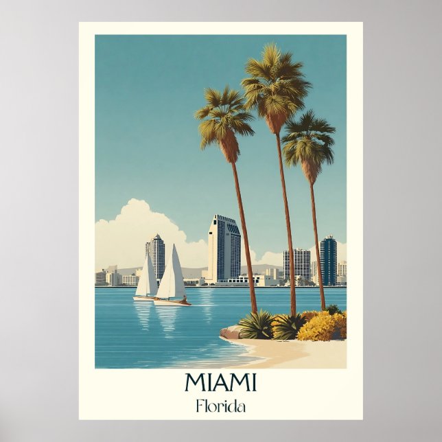 Poster d'art de voyage Vintage Miami Florida (Devant)
