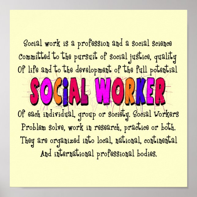 Poster d'art Définition de travailleur social (Devant)