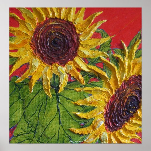 Poster d'art des fleurs de soleil jaunes (Devant)