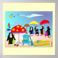 Poster d'art des soeurs Whimsical "At the Beach"