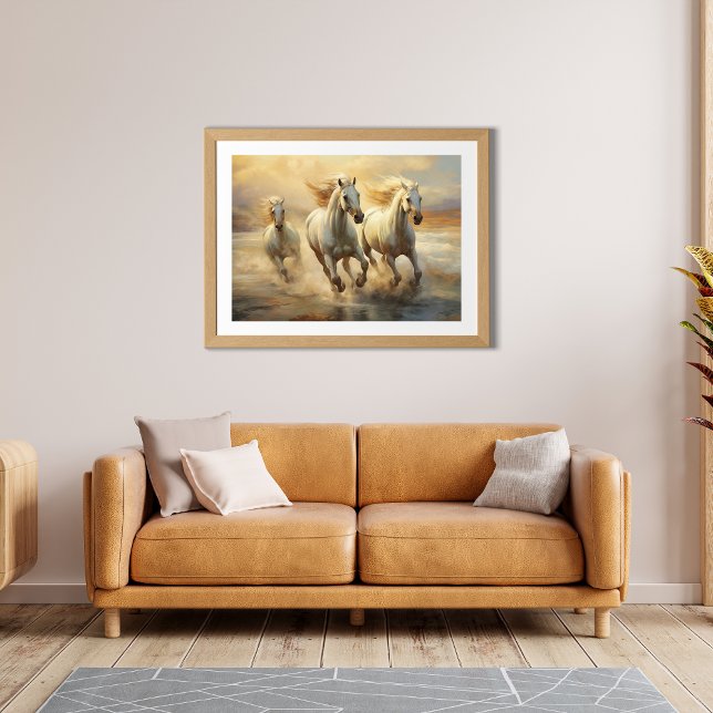 Poster d'art des trois Chevaux blancs sauvages (Créateur téléchargé)