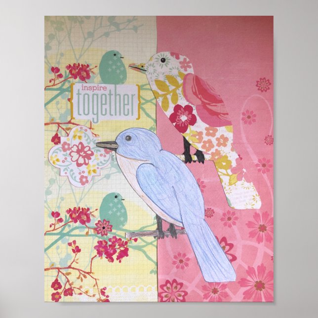 Poster d'art d'oiseaux multimédias (Devant)