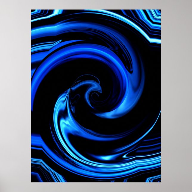 Poster d'art Dolphin Bleu Abstrait (Devant)
