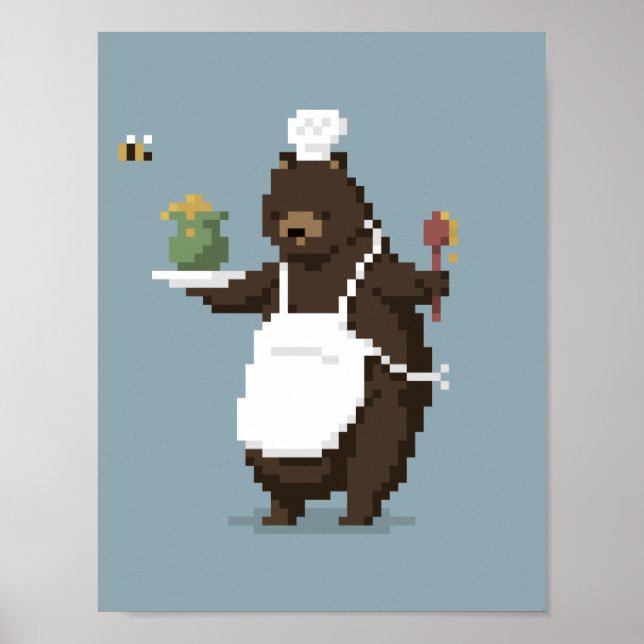 Poster d'art du chef Ours Pixel (Devant)