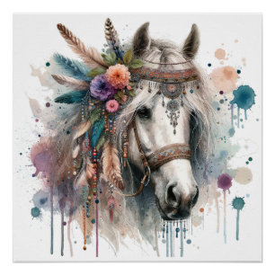 Poster d'art du Cheval Aquarelle