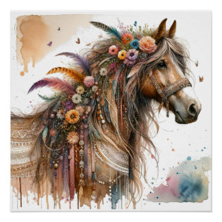 Poster d'art du Cheval Aquarelle