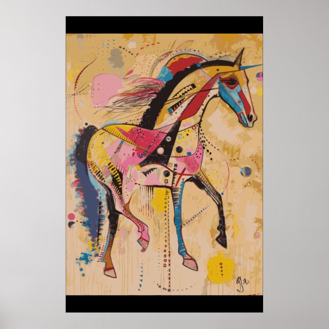 Poster d'art du Cheval Kadinsky Style (Devant)