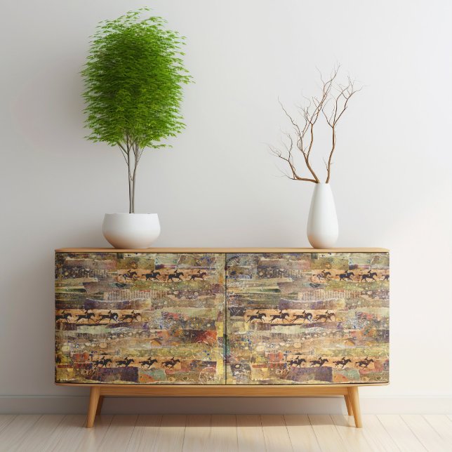 Poster d'art du cheval ou papier découpage (Example in use, the poster could look different on your furniture)