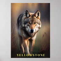 Poster d'art du loup de Yellowstone