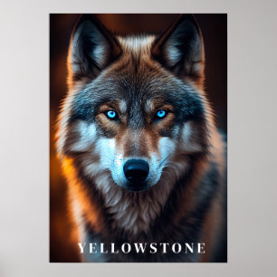 Poster d'art du loup de Yellowstone