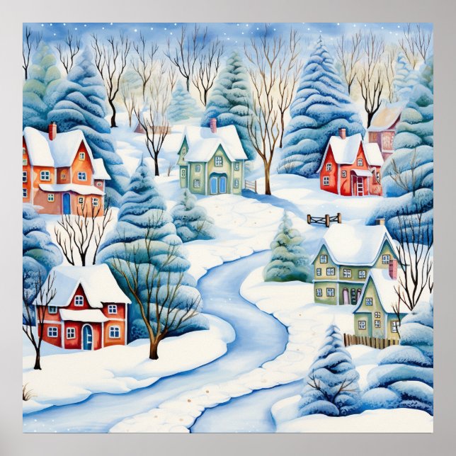 Poster d'art du paysage hivernal neige (Devant)