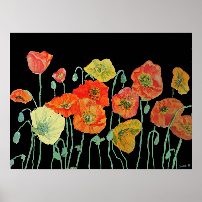 Poster d'art du Popup Shabby Orange Red Watercolor (Devant)