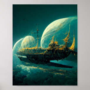 Poster d'art du Space Galleon Sci-Fi