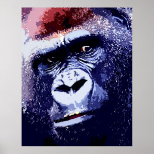 Poster d'art du visage de Gorilla Pop Print. Poste