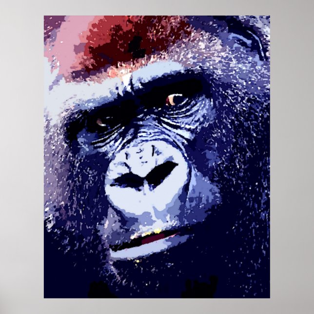 Poster d'art du visage de Gorilla Pop Print. Poste (Devant)