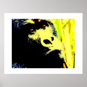 Poster d'art du visage de Gorilla Pop Print. Poste
