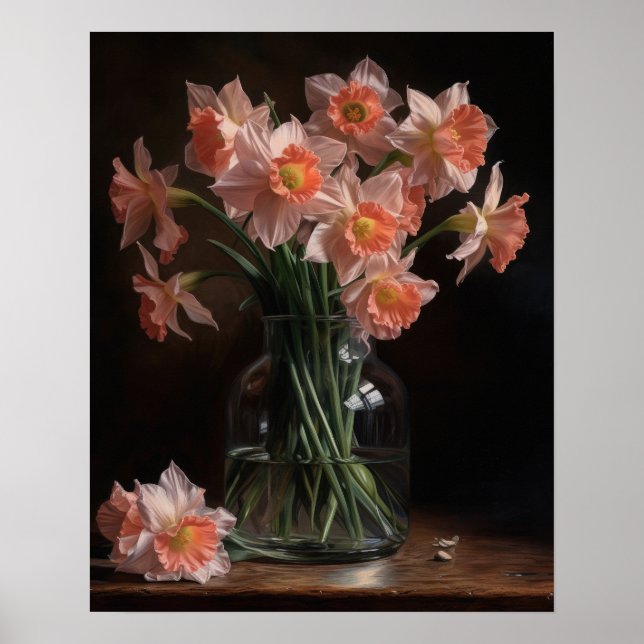 Poster d'art en jonquille rose (Devant)