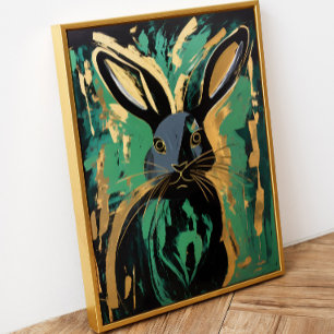Poster d'art encadré de lapin noir