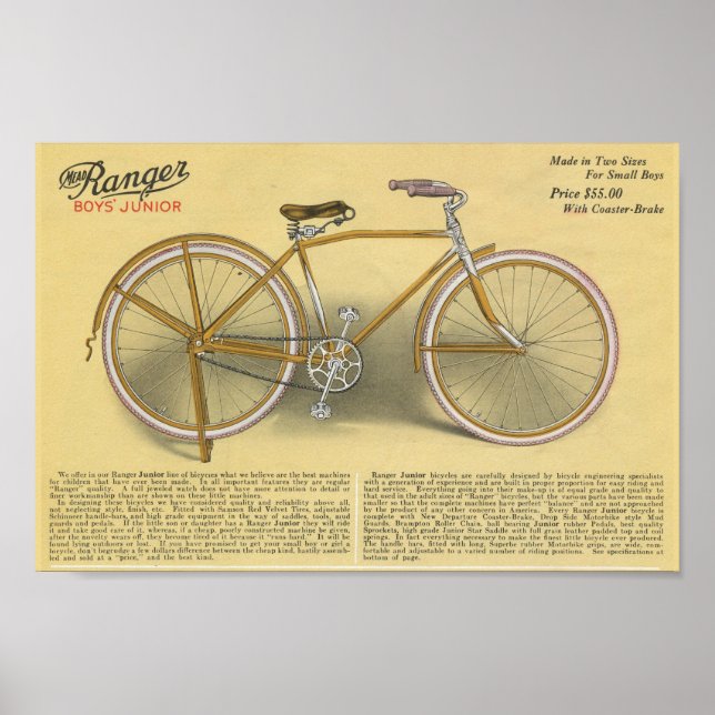 Poster d'art et de bicyclette pour jeunes Rangers  (Devant)