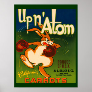 Poster d'art et de carottes en Californie vintage