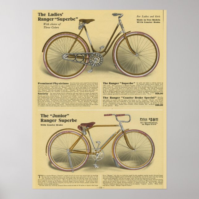Poster d'art et de vélo de la Vintage Ranger Super (Devant)
