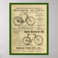 Poster d'art et de vélo Monarch Vintage 1893