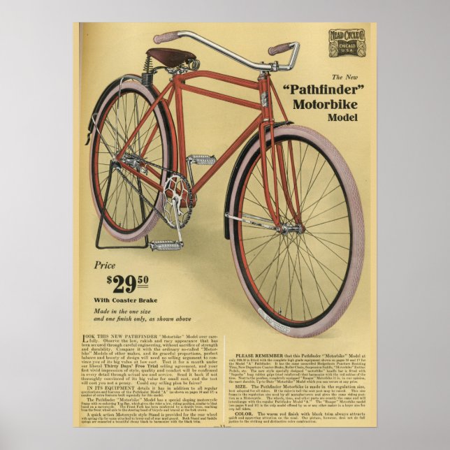 Poster d'art et de vélo Pathfinder Vintage 1918 (Devant)
